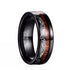 Men 8mm Tungsten Ring Koa Wood Inlay with Laser Pattern Comfort-Fit Wedding Band